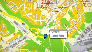 Karta över Huset Cyklopen i Högdalen, Stockholm