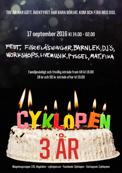 cyklopen 3 år affisch a3